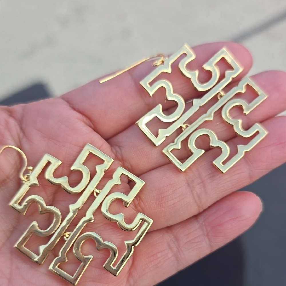 Tory Burch Gold Crystal Embellished Earrings"
